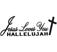 1Pc Black Car Styling Jesus Loves You Hallelujah Christian Reflective Car Sticker New Released Useful and Practical， Exterior Accessories