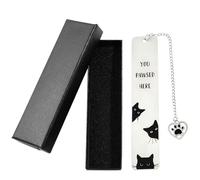 1Pc Black Cat Bookmark for Reading Elegant Book Accessories Metal Book Markers wih Present Box for Book Lovers Cute Stationery Gift for Women Men Teachers Students (Three Cats)