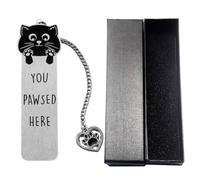 1Pc Black Cat Bookmark for Reading Elegant Book Accessories Metal Book Markers wih Present Box for Book Lovers Cute Stationery Gift for Women Men Teachers Students (one cat)