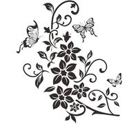 1Pc Black Flowers Butterfly Bathroom Toilet Seat Lid Cover Decals Stickers PVC Sticker Removable Self Adhesive Restroom Decor Art Decoration Toilet Lid Decals