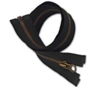 1pc Black Metal Zip 65cm Size #5| Heavy-Duty Open-End Zipper 25.6” Long | Antique Brass Teeth One-Way, Single Slider | for Jacket Repairs, Denim, Leather, Bags, DIY Sewing Projects