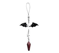 1Pc Black Winged Mobile Phone Chain Pendant,Decor,Goth Y2K Phone Charm Pendant, Kawaii-Key Chain for Bag,Cute Accessory Women Guitar Strap Lanyard Beaded Keychain Pendant,Accessories,Cell Phone Charms