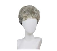 1pc Blonde Short Curly Wig For Women Synthetic Old Lady Mommy Wigs With Bangs Pixie Style Hair Replacement Female Daily Costume(Ombre Grey)