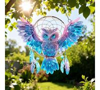 1PC Blue and Purple Owl Acrylic Suncatcher Hanging, 7.08 inch Window Decor with Printed Stained Glass Style Design, Rainbow Maker Wall Art, Gift Idea & Garden Ornament Indoor Outdoor Use/DW-39