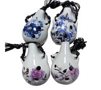 1pc Blue And White 6hole Ocarina Multi Tone Ceramic Craft Retro Musical Instrument