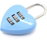 1Pc Blue Cute Mini Combination Lock 3 Digit, Love Heart Shape Password Code Locker Padlock for Indoor,Outdoor Combination Padlocks Hasps