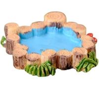 1Pc Blue Miniature Water Pool Made Resin DIY Mini Water Pool Fairy Garden Lawn Ornament for Mountain Dollhouse Decor Craft Garden Sculptures Statues,Size: 4.1 * 1.0cm