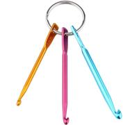 1Pc Blue + Red + Yellow Keyring with Crochet Hooks, Handmade Aluminium Crochet Hooks, Metal Key Ring, DIY Multicolour Crafts Knitting,Crochet,Knitting and Crochet（3.0/4.0/5.0 mm）