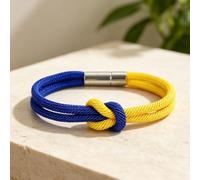 1Pc Braided Rope Bracelet, Knotted String Bracelet, Two Tone Design, Yellow | Double Strand Woven Structure, Easy Fastening Clasp, Casual Style, Suitable For Daily And Coastal Occasions, Length 7.68Inch