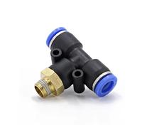 1Pc Brass Elbow Tee Pneumatic Fitting Push-in for 1/8"-1/2" BSPT & 4-16mm Tubes - Air Vacuum Connector(12-03 Pb)