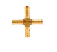 1PC Brass Pipe Fitting Tee T Type 3 Way Connector Adapter 4/5/6/8/10/12/16/19mm Hose Barb Pagoda Water Tube Fittings Joint(Cross 4 Way,8mm Barb)