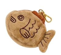 1Pc Brown Cute Plush Coin Purse Keychain, Mini Wrist Purse Bag, Japanese Creative Adjustable Soft Taiyaki Coin Pendant With Zipper Plush Pouch for Girl Women's Coin Purses and Pouches, Fish