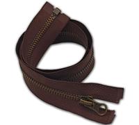 1pc Brown Metal Zip 85cm Size #5| Heavy-Duty Open-End Zipper 33.5” Long | Antique Brass Teeth One-Way, Single Slider | for Jacket Repairs, Denim, Leather, Bags, DIY Sewing Projects