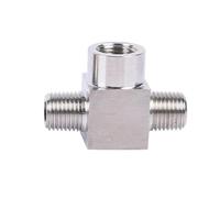 1pc BSP NPT Metric Male Female Thread 304 Stainless Steel Tee Type 3 Way High Pressure Pipe Fitting Adapter Coupling(Male-Female-Male,NPT1I8)