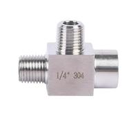 1pc BSP NPT Metric Male Female Thread 304 Stainless Steel Tee Type 3 Way High Pressure Pipe Fitting Adapter Coupling(Female-Male-Male,M20x1.5)