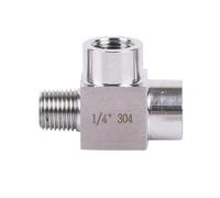 1pc BSP NPT Metric Male Female Thread 304 Stainless Steel Tee Type 3 Way High Pressure Pipe Fitting Adapter Coupling(Male-Female-Female,M10x1)