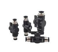 1pc BUC 4mm 6mm 8mm 10mm 12mm Black Pneumatic Push in Quick Joint Connector Hand Valve to Turn Switch Manual Ball Current Limiting(BUC-6)