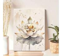 1pc Buddha Canvas Wall Art - Lotus Flower Print Posters For Home Decor Painting. Modern Spiritual Artwork For Living Bedroom(60x90cm/Frameless)