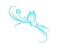 1Pc Butterfly Floral Vinyl Sticker Waterproof Decorative Decal for Motorcycle Car 26cm Auto Parts(Mint)