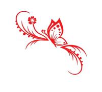 1Pc Butterfly Floral Vinyl Sticker Waterproof Decorative Decal for Motorcycle Car 26cm Auto Parts(Red)