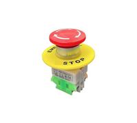1pc Button switch Lay37-11ZS self-locking Y090 emergency stop mushroom head emergency stop button one normally closed and one normal(Switch and film)