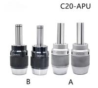 1pc C20 C25 C32 APU Straight Shank Cutter Shank Apu13apu16 One-Piece Self-Tightening Drill Chuck Milling Machine Tool Holder Spindle(Silver White Golden,C20-APU13)