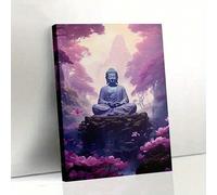1pc Canvas Painting - Buddha Statue Pink Forest Poster, Meditation Wall Art, For Room, Home Office, Zen Decor Artwork(50x75cm/Frameless)