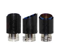 1pc Car Glossy Carbon Fibre Exhaust System Muffler Pipe Tip Straight Universal Stainless Mufflers Decorations Blue Fuel Gas Pump(67mm-101mm)