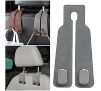1pc Car Headrest Hook, Car Seat Back Storage Hooks, Premium Leather Car Hooks for Headrest, Car Seat Organizer Hooks Auto Seat Hook Hangers Car Inside Accessories for Purse Umbrellas Bags (Grey)