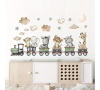 1pc Cartoon Animals Elephant Leopard Giraffe Train Wall Stickers for Children's Room Decor Kids Room Living RoomDecoration