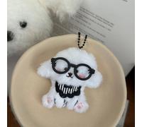 1PC Cartoon Glasses Hat Dog Plush Keychain Cute Animal Men Women Backpacks Car Hanging Ornament KeyChains Friend Gifts