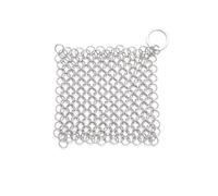 1PC Cast Iron Chainmail Scrubber Non Scratch Stainless Steel Mesh Scourer for Skillets Griddles Pans Woks Dutch Oven Multifunction Cookware Cleaner