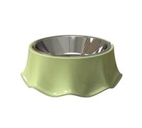 1pc Cat Bowl Inclined Kitten Puppy Food Feeding Bowls Stainless Steel Cats Drinking Feeder Pet Dogs Cats Feeders(Green)