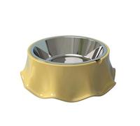 1pc Cat Bowl Inclined Kitten Puppy Food Feeding Bowls Stainless Steel Cats Drinking Feeder Pet Dogs Cats Feeders(Yellow)