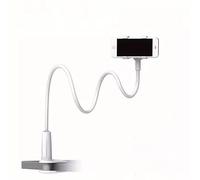 1pc Cell Phone Clip On Stand Holder with Grip. Flexible Long Arm Gooseneck Lazy Bracket Mount Clamp For iPhone 14 Pro Max, 12, 13, 11 Pro, XS, XR, X, 8, 7, 6, Samsung S10, S9 - White