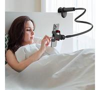 1pc Cell Phone Clip On Stand Holder with Grip. Flexible Long Arm Gooseneck Lazy Bracket Mount Clamp For iPhone 14 Pro Max, 12, 13, 11 Pro, XS, XR, X, 8, 7, 6, Samsung S10, S9 (Black)