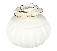 1pc Ceramic Jewelry Storage Container with Lid Rose Design Portable Jewelry Case Capacity Holder for Home Travel