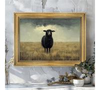 1pc Charming Retro Black Sheep Canvas Art, French Countryside Farmhouse Decoration, Living Room Wall Oil Painting Style(70x100cm/Canvas wrap)