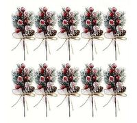 1pc Christmas Berry Picks with Pine Cones & Holly Stems, Artificial Red Berry Evergreen Pine Branch Sprays for DIY Xmas Garland Wreath, Valentine's Day Floral Arrangement Decorations(Red)