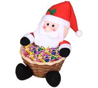 1PC Christmas Candy Dish Woven Santa Claus Christmas Candy Basket Snack Serving Tray for Winter Table Desk Decoration