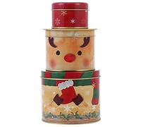 1Pc Christmas Eve Stacking Boxes, Christmas Tinplate Box with Lids, Christmas Decorations Storage Iron Box for Cookie Candy Biscuit Chocolate and Card Coin (Deer)