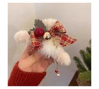 1PC Christmas Hair Clips Festive Bow&Bell Design, Cute Hair Accessories for Holiday Parties(Red)