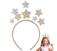 1pc Christmas Reindeer Headband Xmas Star Headband Star Headband Toddler 2021 New Year Headband Cheers Headband Glitter Star Headband Holiday Party Gold Tiara Girl Hairpin Metal