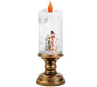 1PC Christmas Snow Globes Candle-shaped Light Up Snowman Snow Globe with Base Battery/USB Powered Christmas Decorations for Home, Party