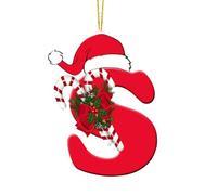 1PC Christmas Tree 26 Letter Ornaments, 2D Acrylic Alphabet Pendants, Red and Green Xmas Tree Hanging Ornament Holiday Decorations (1, S)