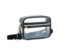 1PC Clear Cosmetic Bag for Women Easy to Carry Spacious Storage Two-Tier Adjustable One Shoulder Strap Clear Organizer Bag Suitable for Sauna, Travelling, Swimming(Black)