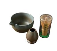 1pc Coarse Pottery Tea Brush Stand Matcha Bowl Set Matcha Tools Tea Spotting Instruments Tea Ceremony Accessories(4PCS-D)