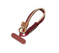 1Pc Collision Color Woven Phone Case Universal Hanging Rope Short Handheld Pendant Anti Fall Versatile Wristband Trend Niche(Red and Camel)