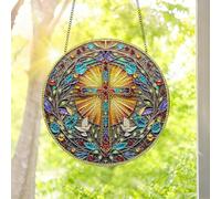 1PC Colorful Acrylic Suncatcher Hanging Decor, Butterfly Kaleidoscope 7.08 inch Window Decor with Printed Stained Glass Style Design,Gift Idea & Garden Ornament Indoor Outdoor Use/ZSW-70