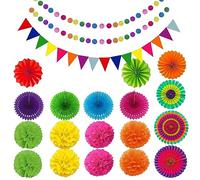 1pc Colorful Paper Fan Decoration Set, Carnival Party Decoration Set, Hanging Multicolored Paper Fans, Summer Party Decorations For Birthday Celebration, Wedding, Prom